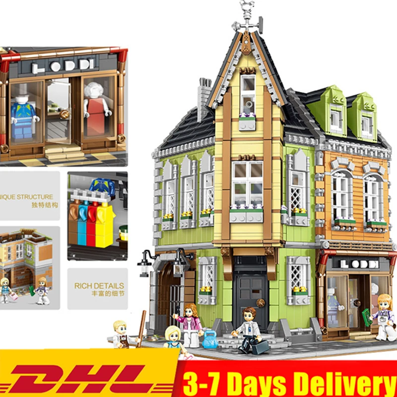 

Ideas City Street View Old Corner Mall Shop Expert Architecture Building Blocks Sets Kits Bricks Kids Boy Gift Toys Compatible