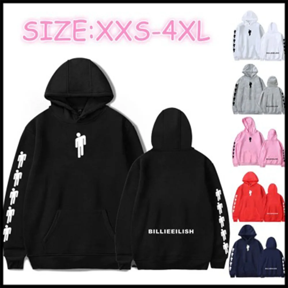 Billie Eilish Толстовка Мужская Черная Толстовка пара Billie Eilish Толстовка простая сохраняющая тепло Женская/Мужская толстовка одежда