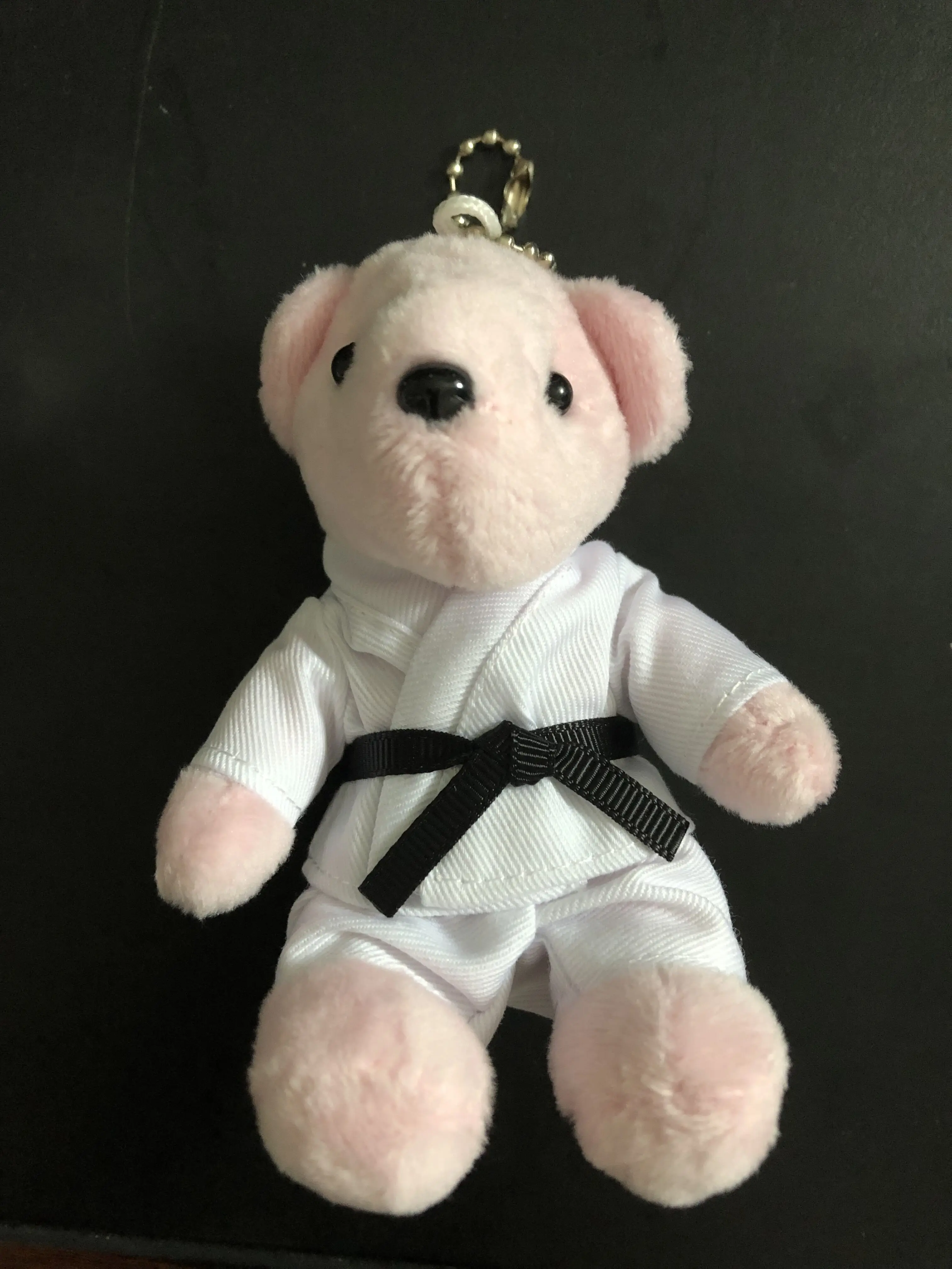 12 pcs/lot) karate keychains cartoon sport gifts for kids girls lovely kyokushin Karate bear Souvenir students prize Plush bears
