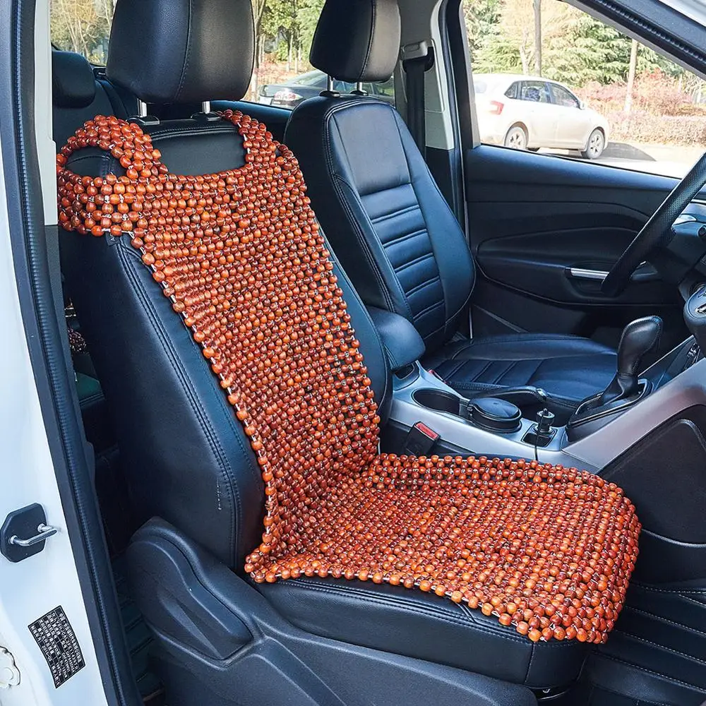 1x Natural Wooden Beaded Car Taxi Front Seat Cover Bead Cushion Pad