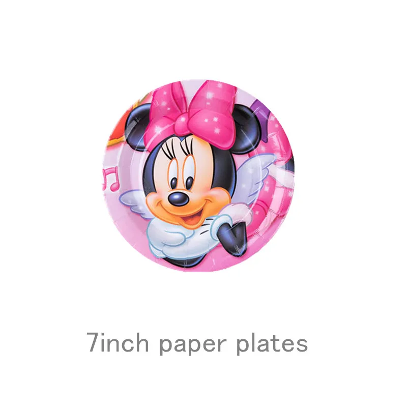 81Pcs Children Cartoon Minnie Mouse Theme Birthday Party Decoration Disposable Tableware Party Supplies For Kids 20 People Use