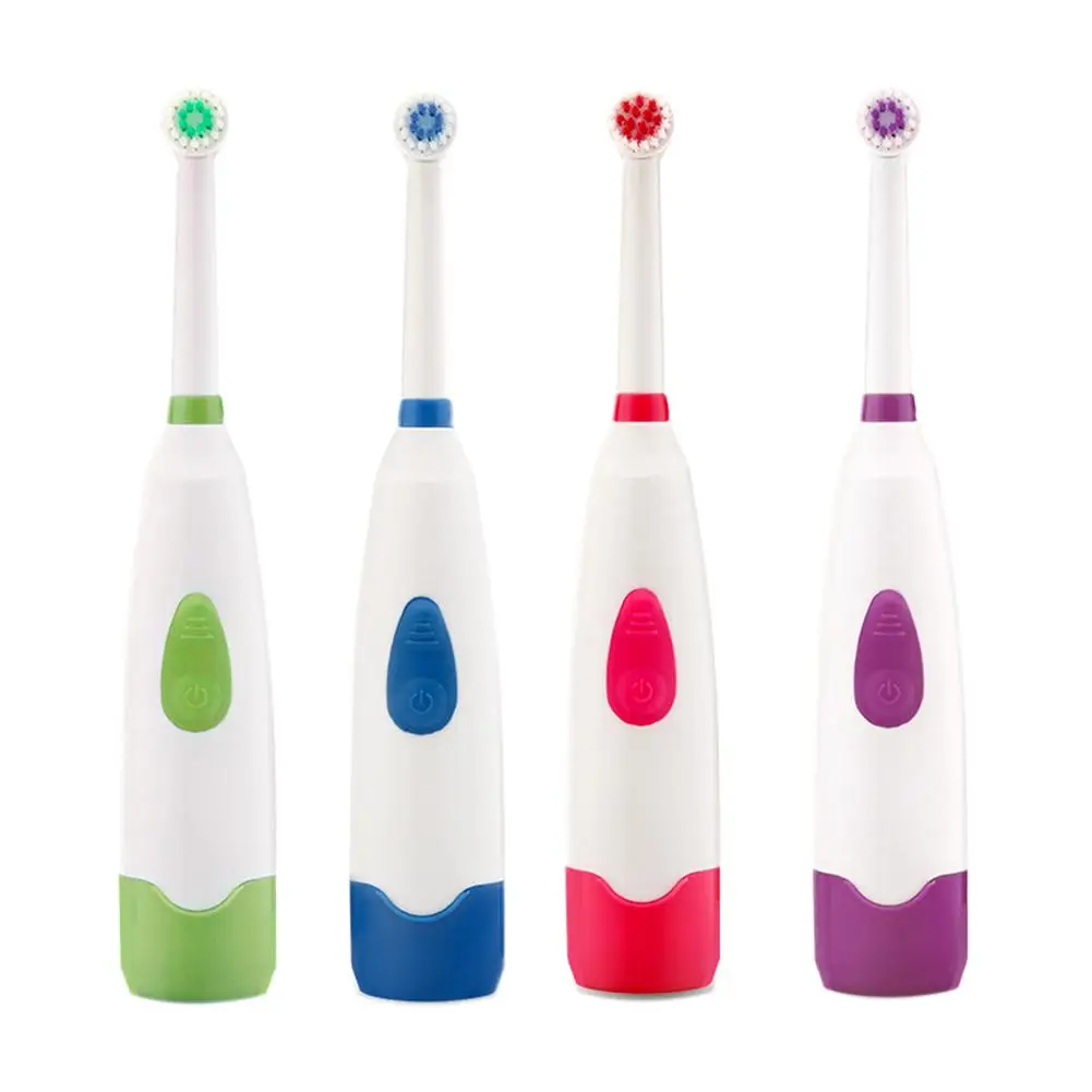 

Wholesale Electric Toothbrush Vibration Waterproof Rotary Type Toothbrush With 2 Replaceable Round Head Soft Bristle Brush Head