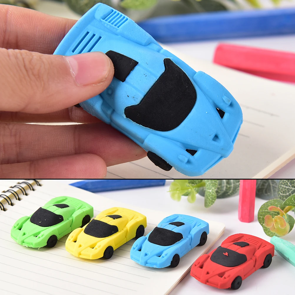 1pcs Cute Car styling Designer Students Pen Shape Eraser Rubber Stationery Kid Creative Gifts Toy School Supplies