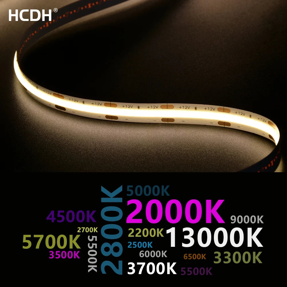 2000K~13000K COB LED Strip High Density White Tape Light Dimmable Jewelry Room Ambient Factory Direct Wholesale OED ODM | Лампы и