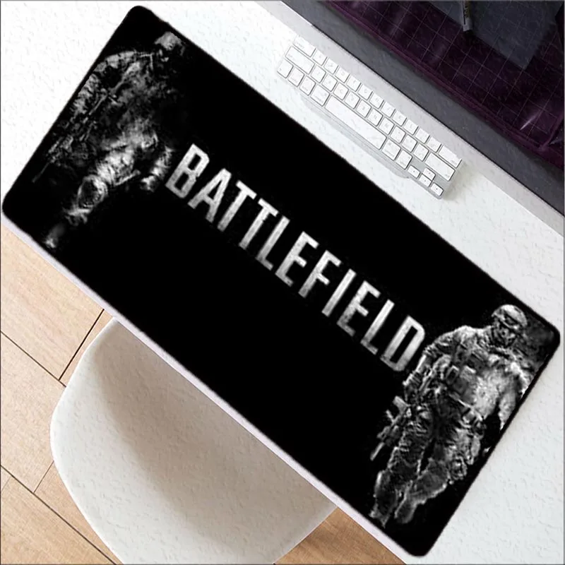 Большой водонепроницаемый коврик для мыши Battlefield, коврик для мыши из натурального каучука, игровой Настольный коврик для мыши с запирающим краем для CSGO DOTA 2