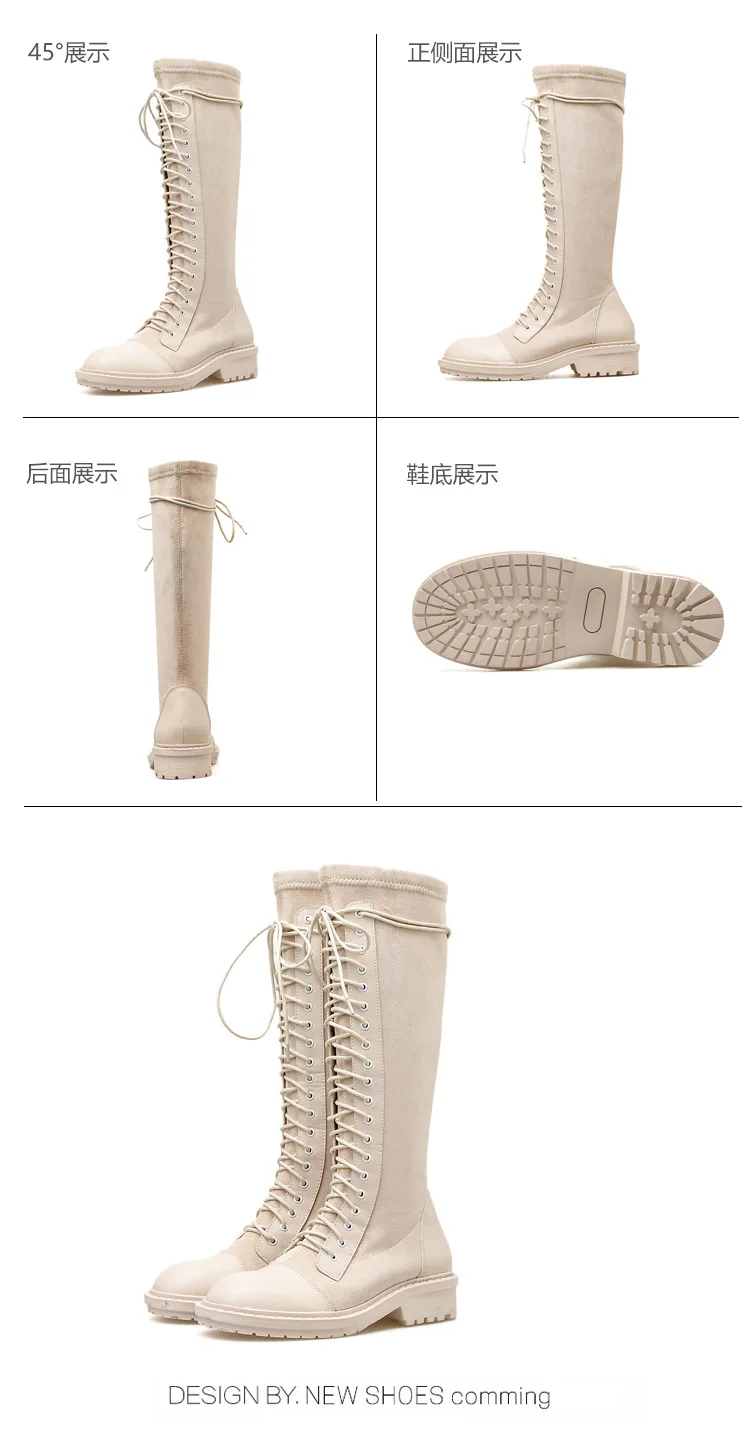 Обувь; осенние ботинки; женская обувь; коллекция года; пикантные сапоги до бедра на высоком каблуке; роскошные дизайнерские зимние женские ботинки на шнуровке с круглым носком