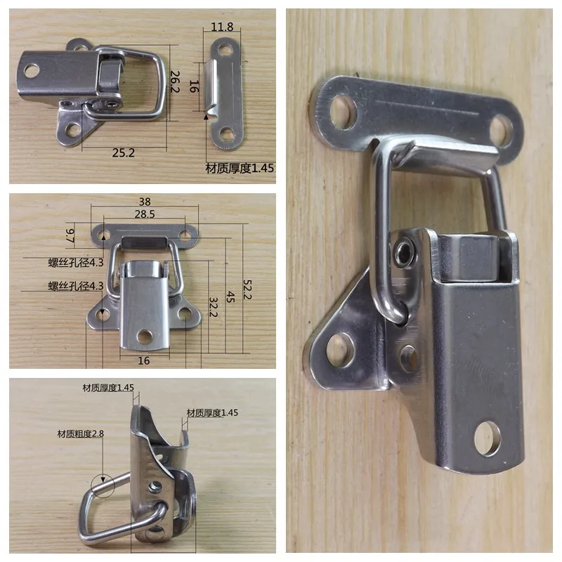 

Stainless steel Wooden box Locking Hasps Latch Industrial Tool Suitcase Metal Fixed Buckle lock Furniture Hardware Accessories