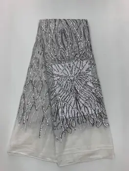 

5yards unique embroidered French net Lace Fabric top Quality JIANXI.C-124109 Nigerian French Mesh Lace Material