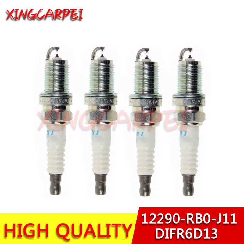 Высококачественные 4 шт. 12290-RB0-J11 DIFR6D13 свечи зажигания для Honda CR-Z 2012-2016 1.5L L4 12290RB0J11 |