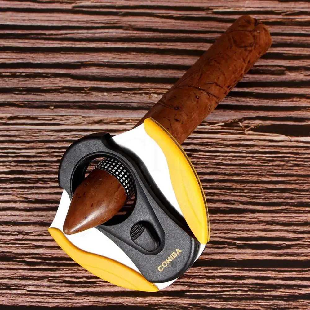 COHIBA резак металла сигары резак острое лезвие карманные нержавеющая сталь сигары резаки портативный табака резка W/Подарочная коробка