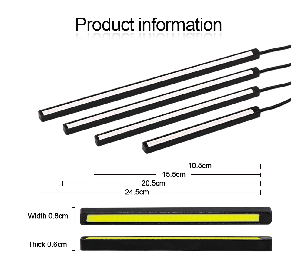 LDRIE 2 шт. 12 в 10-24 см на выбор, Светодиодная лента с откидной чипом для авто, светодиодный светильник дневного света, внешний DRL, автомобильная противотуманная фара, водонепроницаемая