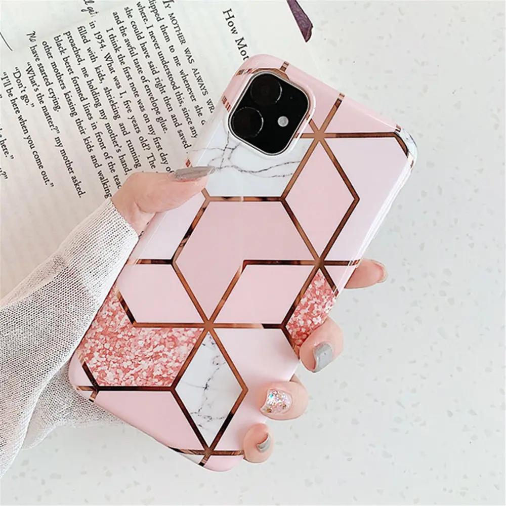 Lovebay Геометрическая мраморная текстура чехол для iPhone 7 8 6 6s Plus X XR XS Max 11 Pro чехлы для телефонов покрытие мягкий IMD задняя крышка