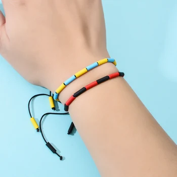 

10 pcs/Lot Colorful Rainbow Bracelet Enamel Tile Beads Bracelets Bohemian Rope Chain Pulseras Mujer Women Jewelry Wholesale