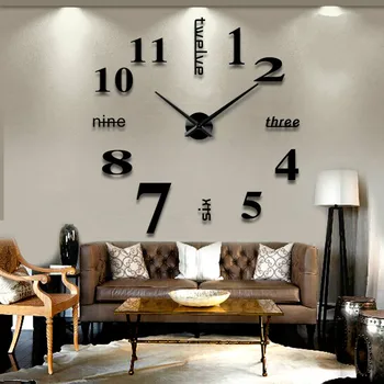 

Wall Clock Mirror Sticker Vintage DIY Watch Digital 3D Living Room Analog Number Wall Clocks Home Decoration relojes de pared