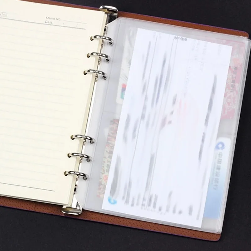 10pcs/Set A5 A6 A7 Pouch 6 Holes Transparent Card Book Loose-Leaf Bills Bags Binder Refill Inner Storage Organizer Holder Pocket