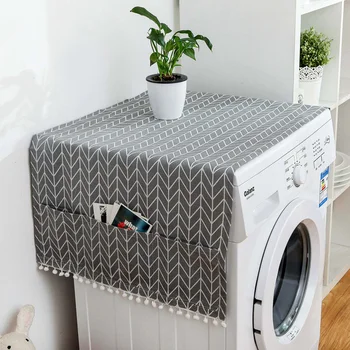 

Simple Multi-functional Refrigerator Dust Cover Cotton and Linen Washing Machine Top Cover Organizer Bag Household with Storage