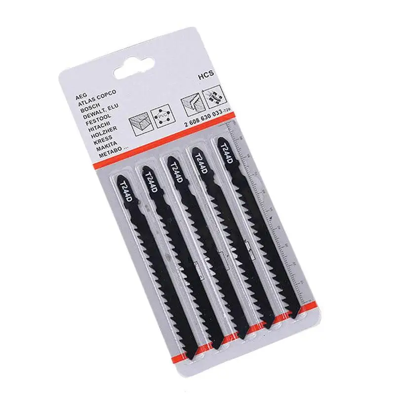 Jig Saw Blades for Wood Jig Saw Blades Fast Cutting Tools T244D HCS T-Shank Curved 74mm 5Pcs/Set