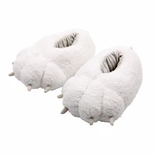 Забавные плюшевые тапочки для всей семьи с героями мультфильмов; сезон зима-весна; бесшумные тапочки с изображением белого медведя; домашние тапочки; обувь с когтями для мальчиков и девочек