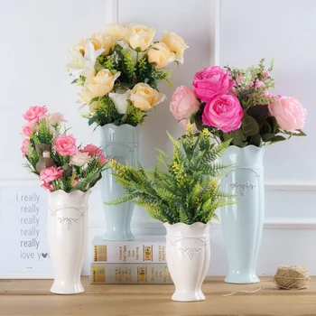 

European Style Ceramic Vase Flower Arrangement Home Livingroom Furnishing Crafts Dining Table TV Cabinet Figurines Decoration