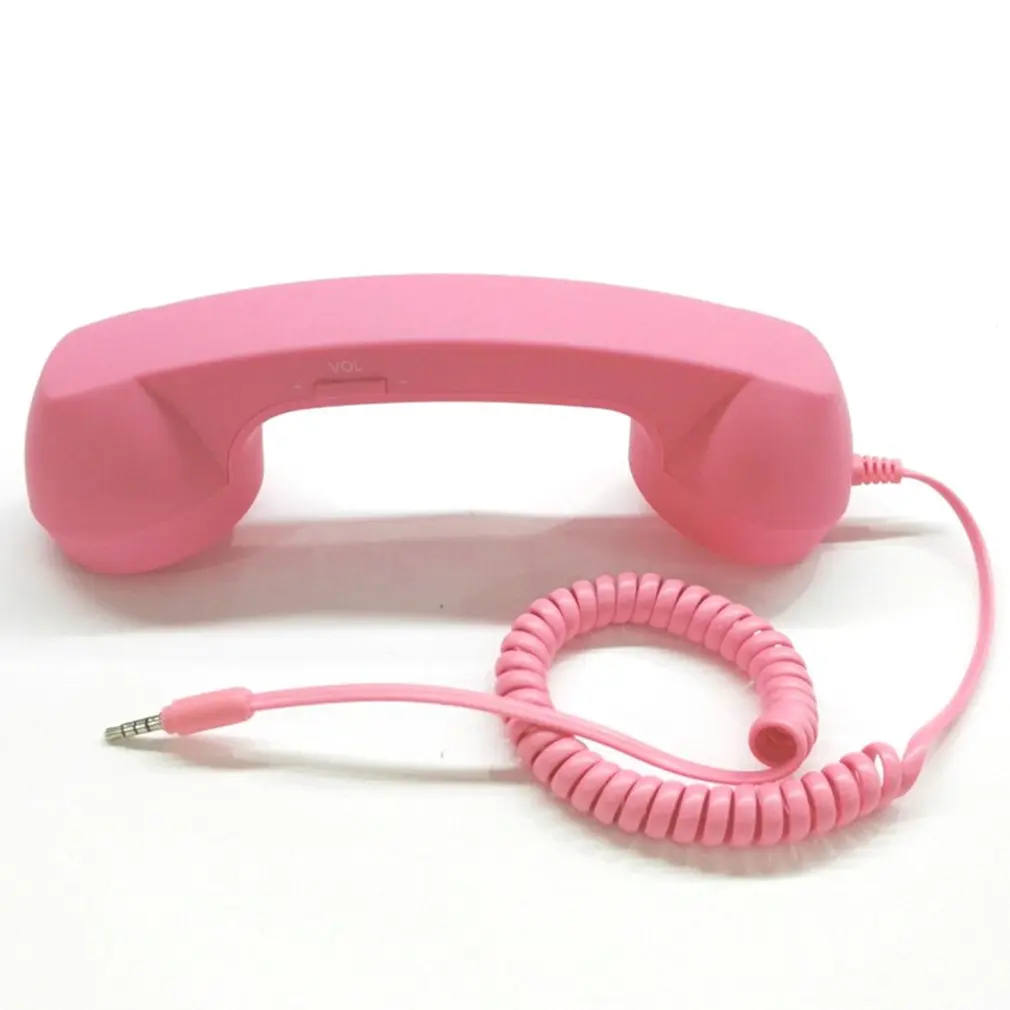pink 3,5 мм разъем классический телефон в ретро-стиле мини микрофон динамик телефонный звонок приемник для Iphone samsung huawei xiaomi - Цвет: pink