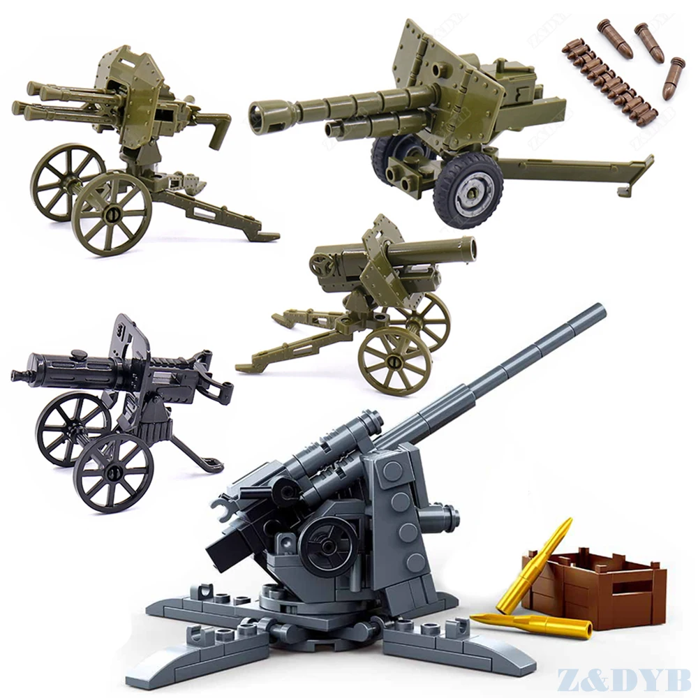 DIY 88 мм Flak Cannon Maxim Gun hovitzer WW2 военный солдат MOC Аксессуары Модель Строительный блок