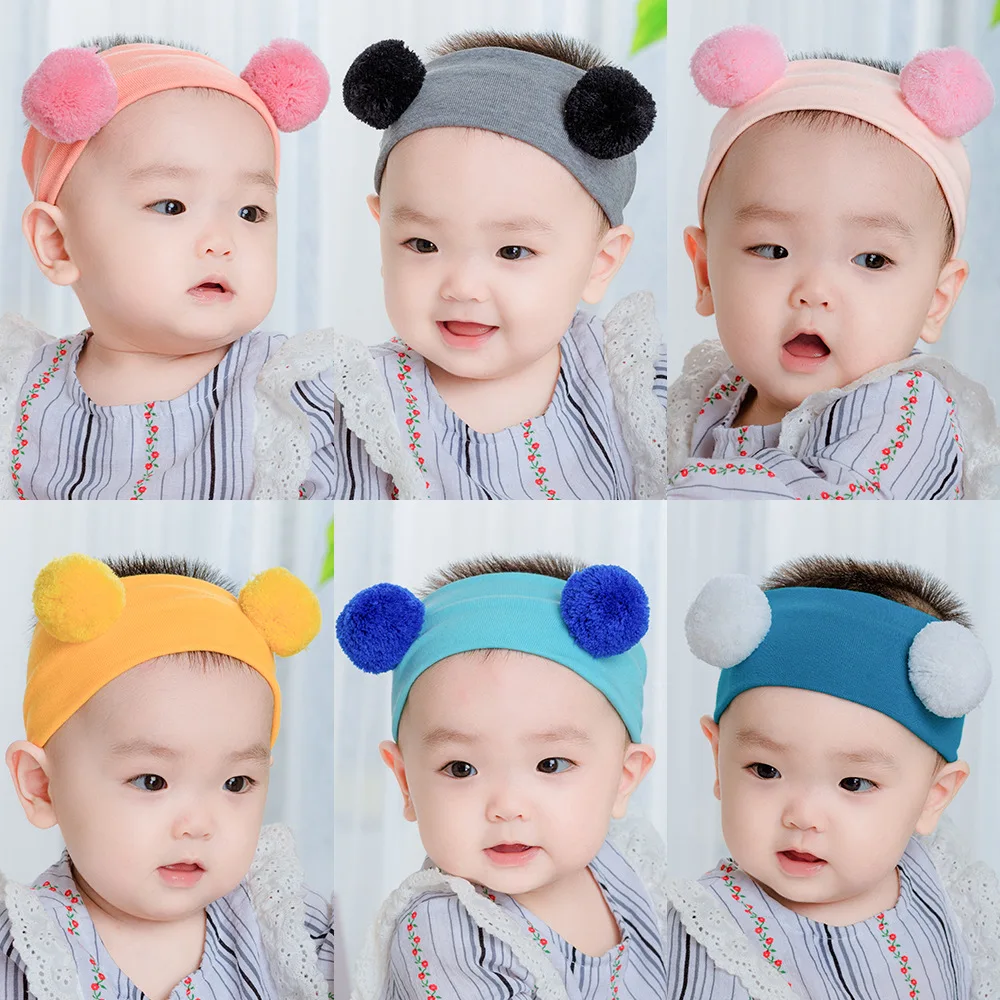 Baby Headband Girls Cotton Headwrap For Newborn Fur Balls Turban Infant  Soft Bandage Children Hair Bows Accessories Waffle - AliExpress