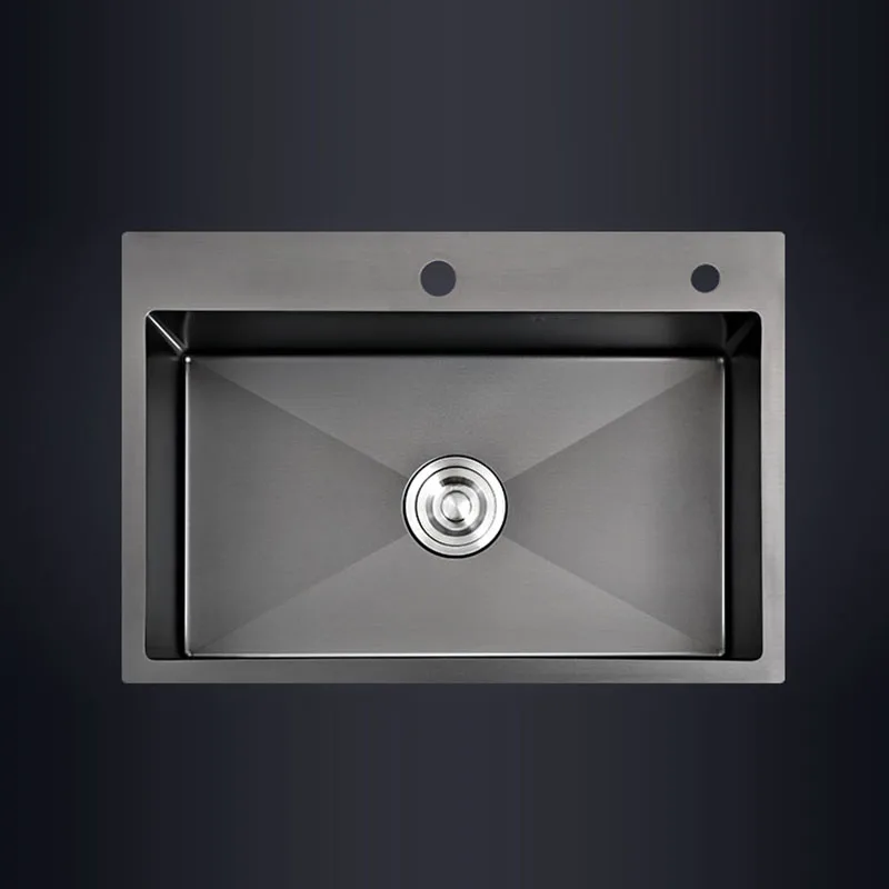 Black single kitchen sink above counter or udermount vegetable washing basin sink kitchen black stainless steel pia black