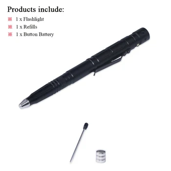 

Ballpoint pen flashlight can write waterproof self-defense multi-function broken window device portable flashlight.