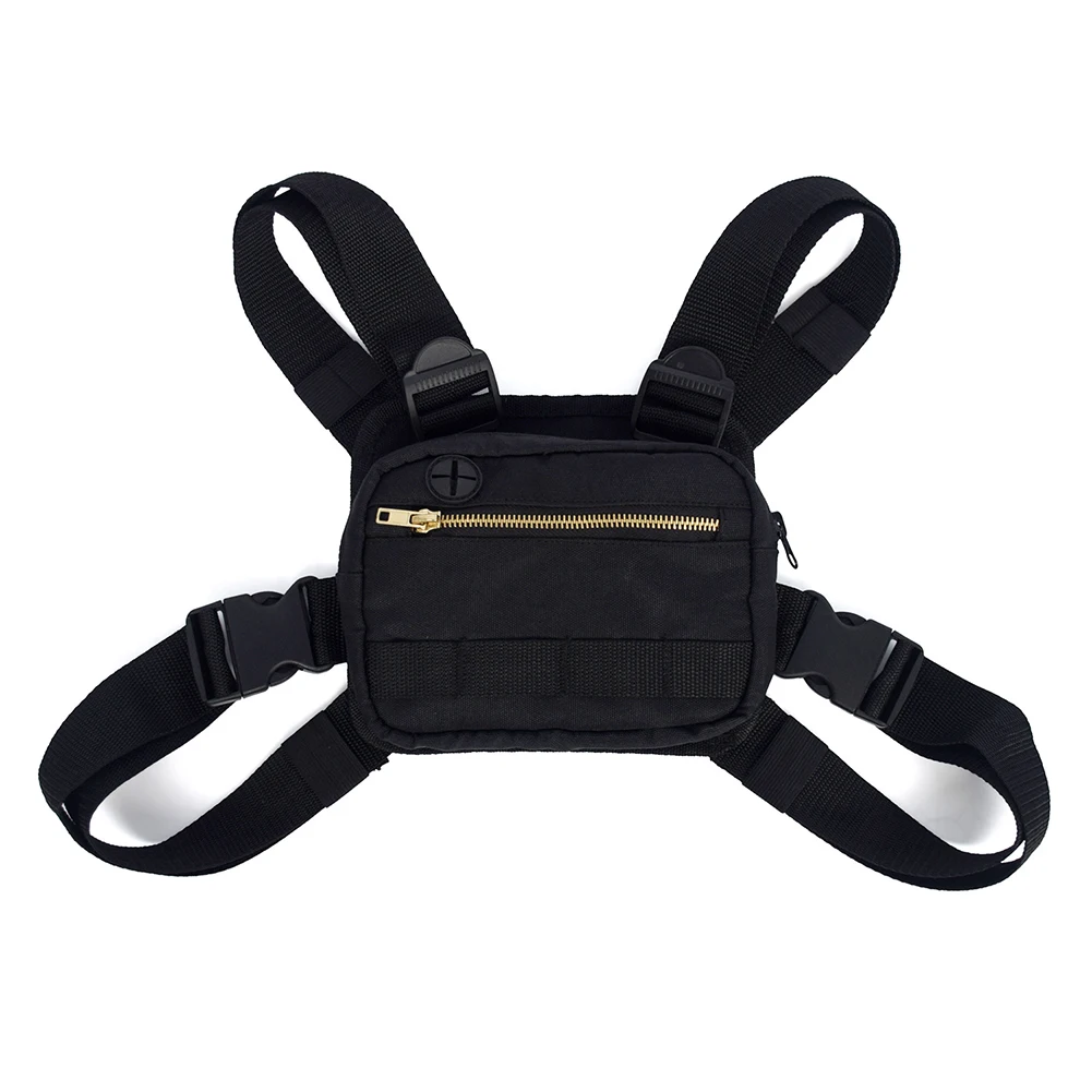 

Nylon Unisex Chest Bag Adjustable Straps Chest Bag with Headphone Port for Outdoor Cycling Hiking Camping Bicycle Storage Bag