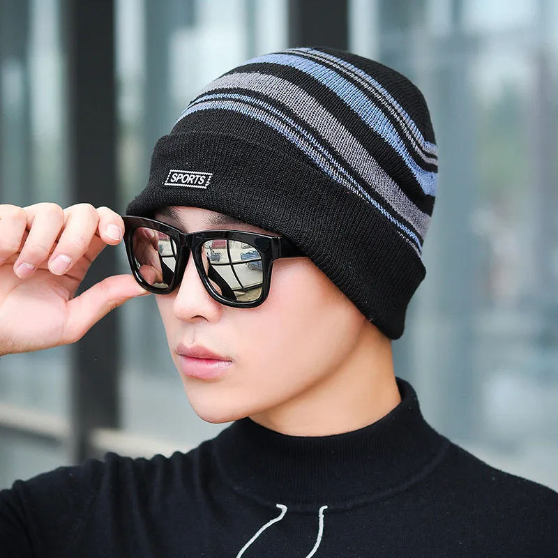Зимние шапки оптом для мужчин бини вязанные шапочки Skullies Beanies - Цвет: 5