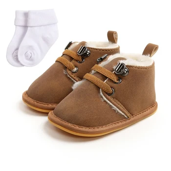 

Winter Autumn PU Baby Shoes Sneakers Soft Cotton Warm Plush Solid Print Anti Slip Newborn Toddler Baby Boy Girl Shoes