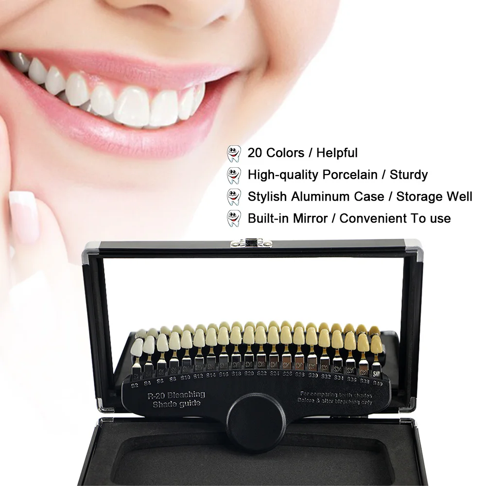 

3D Shade Guide Tooth Shade Chart Board Color Comparator W/ Mirror Cold Light Teeth White Bleaching Dental Plate Teeth Whitening