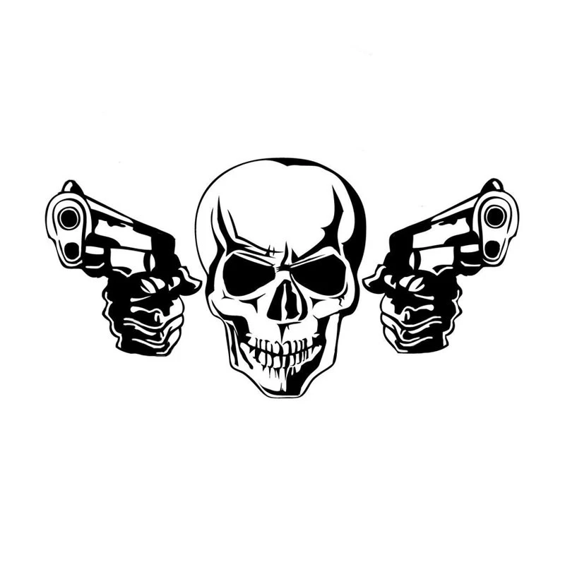 

DAWASARU Waterproof Coolest Gun Skull Car Stickers High Quality Decoration Vinyl Motorcycle Bicycle Accessories Graphic 17*9CM