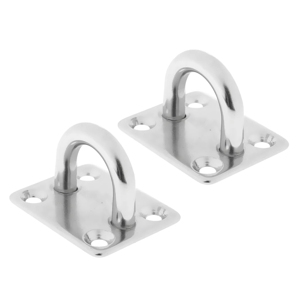 2Pcs Heavy Duty 8mm Square Pad Eye Plate Shade Ring Hook Hardware Accessory