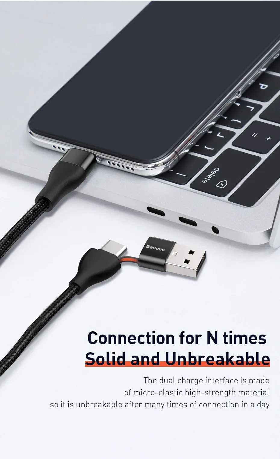 Baseus usb type-C кабель для iPhone XR 11 Pro Max USB C для Lightning Кабель зарядного устройства 2 в 1 PD 18 Вт Быстрая зарядка USB кабель провод