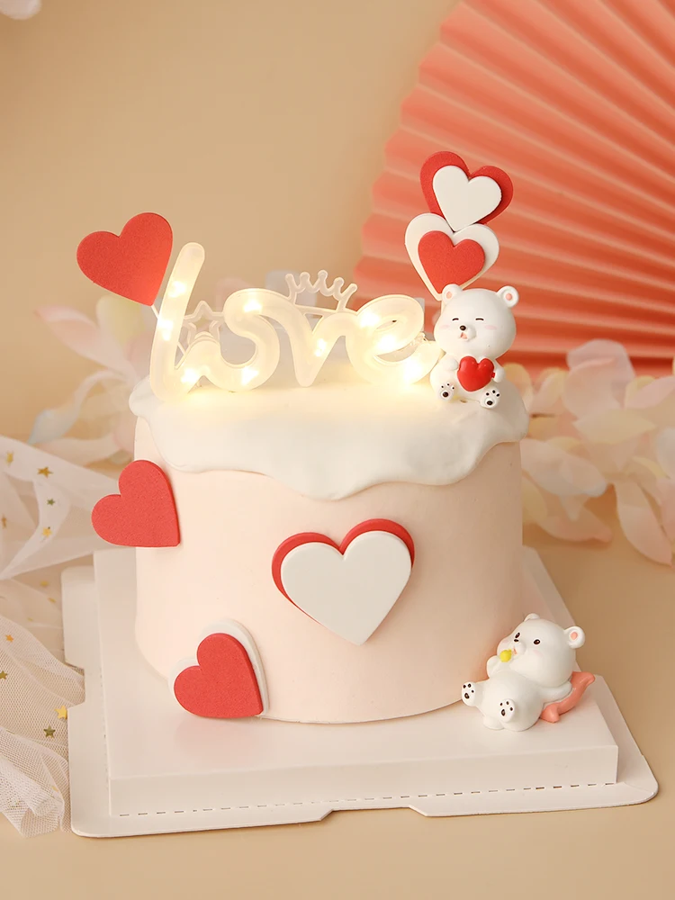 Милый медведь мультфильм сердце украшение для дня рождения торт любовь Декор