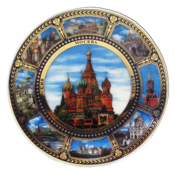 Магнит керамический 026-7K8-18 тарелка-магн. D7 К8 &quotМосква ХВБ акварель&quot фарф. с