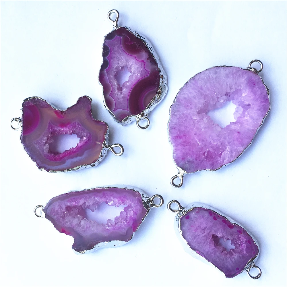 New Hot Natural Red Agates Slice Pendant Connectors Irregular Raw Onyx Druzy Stones Pendants for DIY Jewelry Making 5PCS | Украшения и