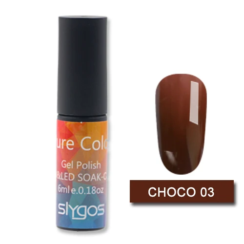 Choco 03 SLYGOS 6 мл шоколадный коричневый кофе карамель замочить от УФ/светодиодный гель лак для ногтей 6 Чистый Цвет гель лак для маникюра - Цвет: Choco 03