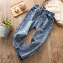 Джинсовые брюки для мальчиков; JDK; стиль; детская одежда для больших мальчиков; джинсы с дырками из чистого хлопка; универсальные детские брюки