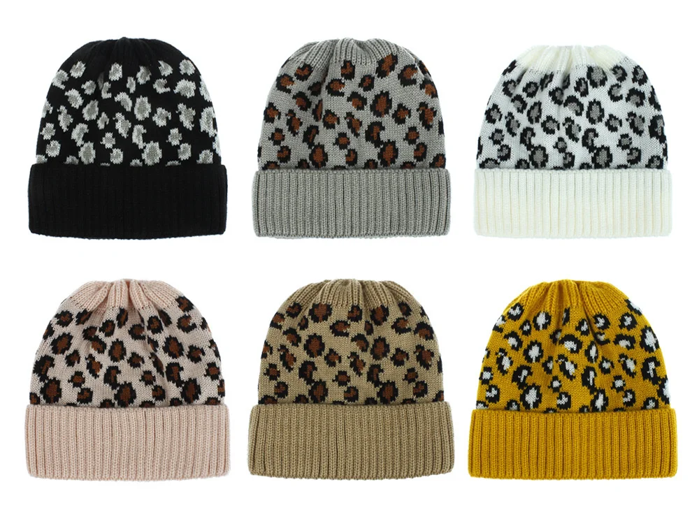 Casquette,Bonnet à queue de cheval pour femmes, bonnet côtelé, chaud