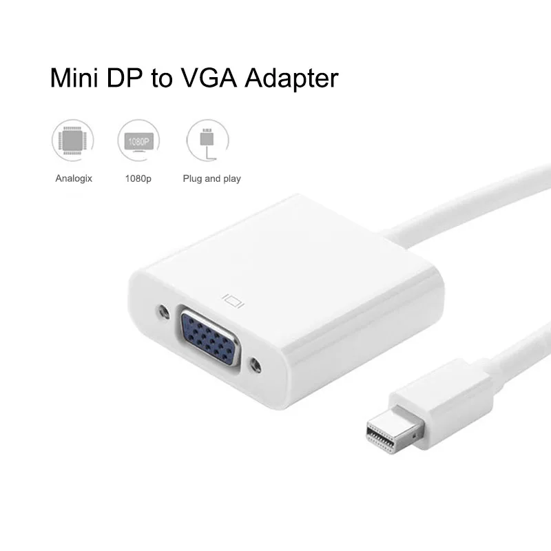 

Mini Thunderbolt DisplayPort Mini DP To VGA Cable Adapter 1080P for HDTV Monitor