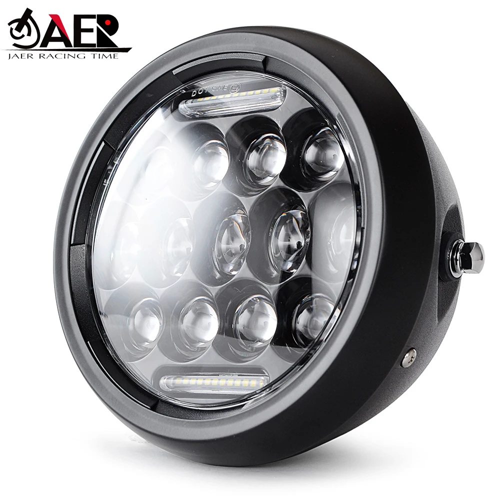 JAER 7.5 INCH LED Headlight Motorcycle Hi&Lo DRL Phare Farol Moto Headlamp Head Light for Harley Honda Yamaha Cafe Racer Chopper