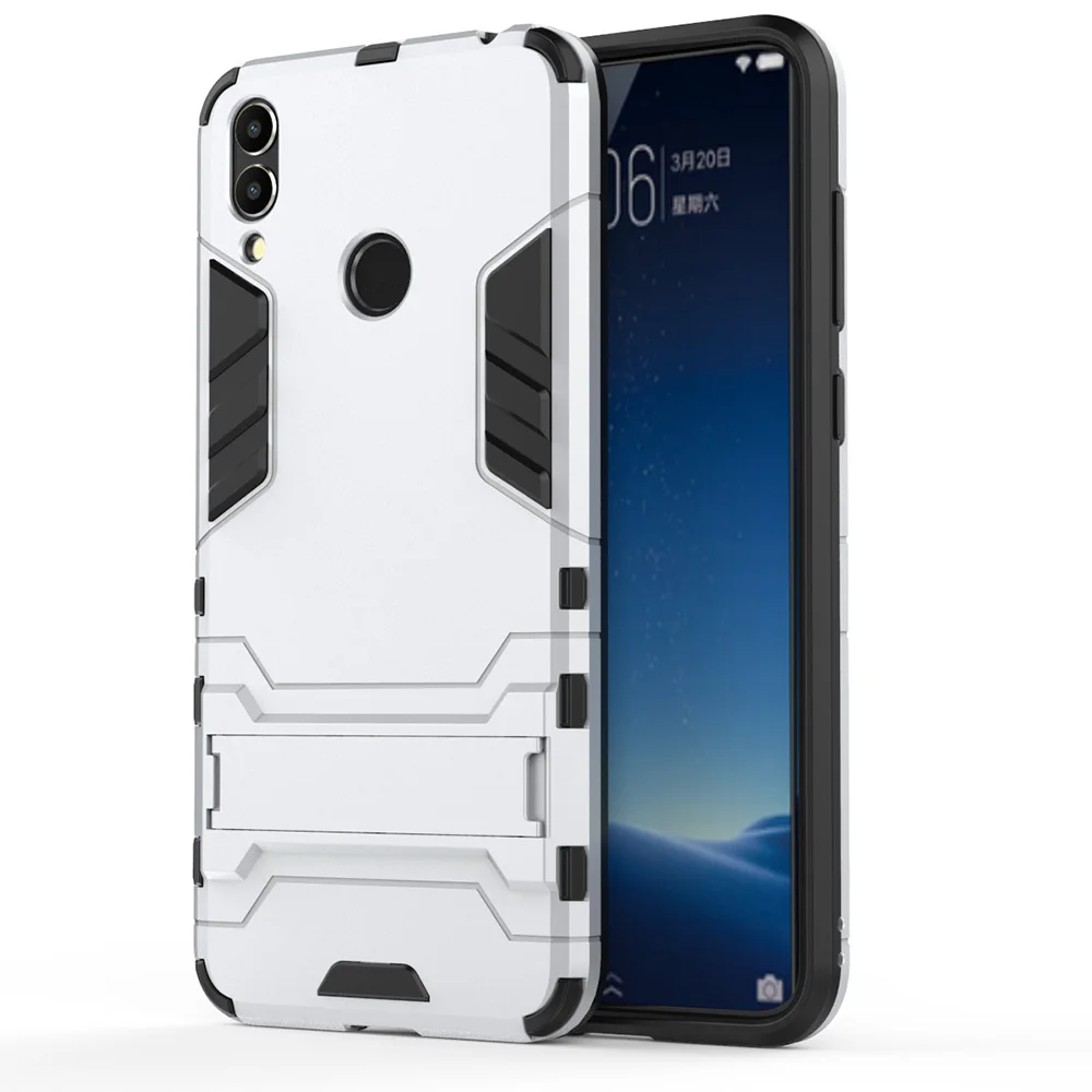Peaktop для huawei Honor 8C резиновый корпус робот Броня телефон оболочка Защитная жесткая задняя крышка для Honor 8C 8 C Силикон+ ТПУ оболочка - Цвет: Silver