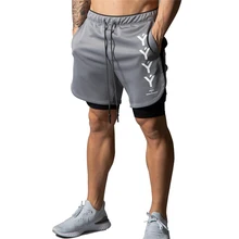 Новинка, брендовые летние шорты, двухслойные, мужские, s LY-FT, для фитнеса, бодибилдинга, дышащие, быстросохнущие, для тренажерного зала, мужские повседневные шорты для бега