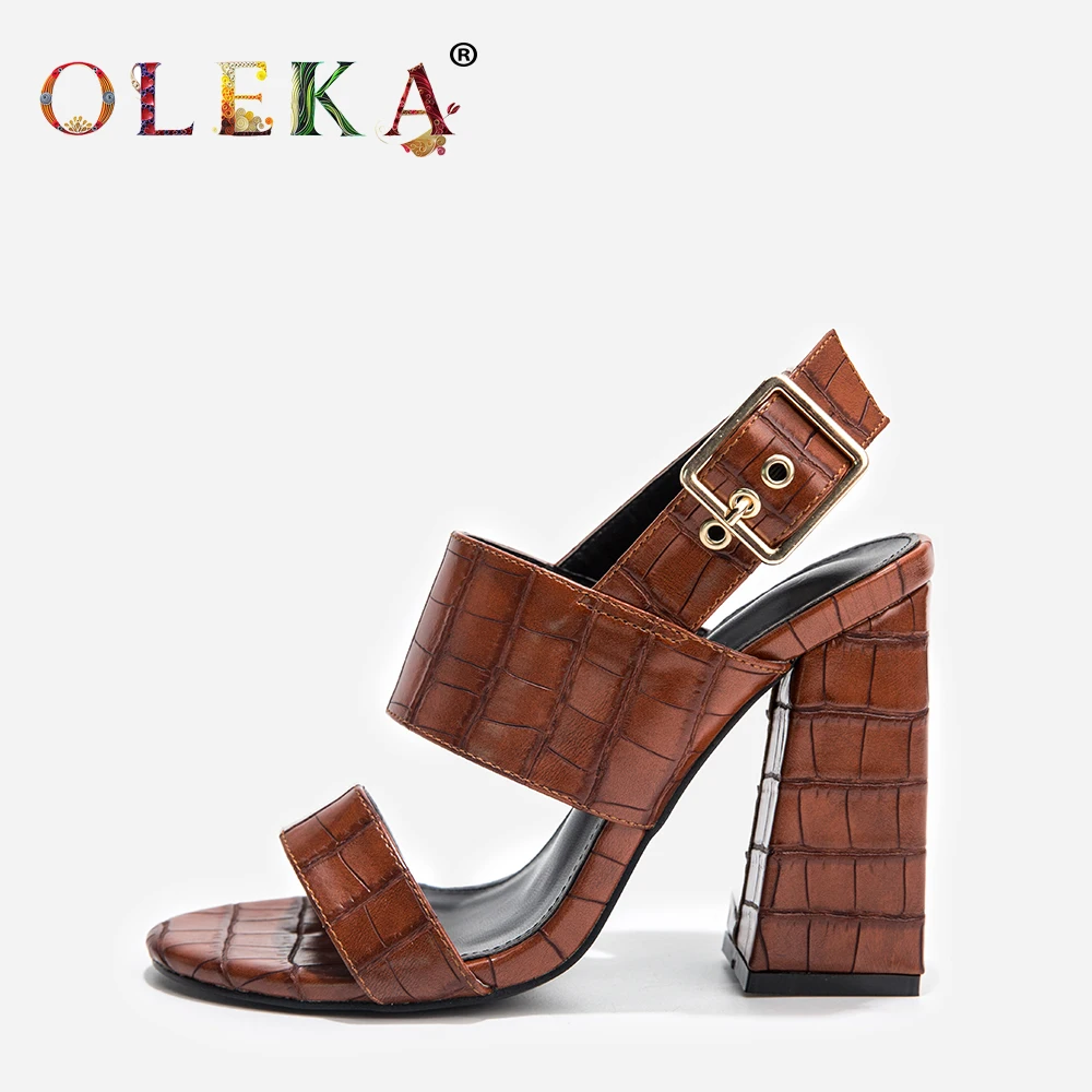 

OLEKA Summer New Sandals Women's High Heel Sexy Pattern Shoes Comfortable Fashionable Solid Color Simple High Heels AS72