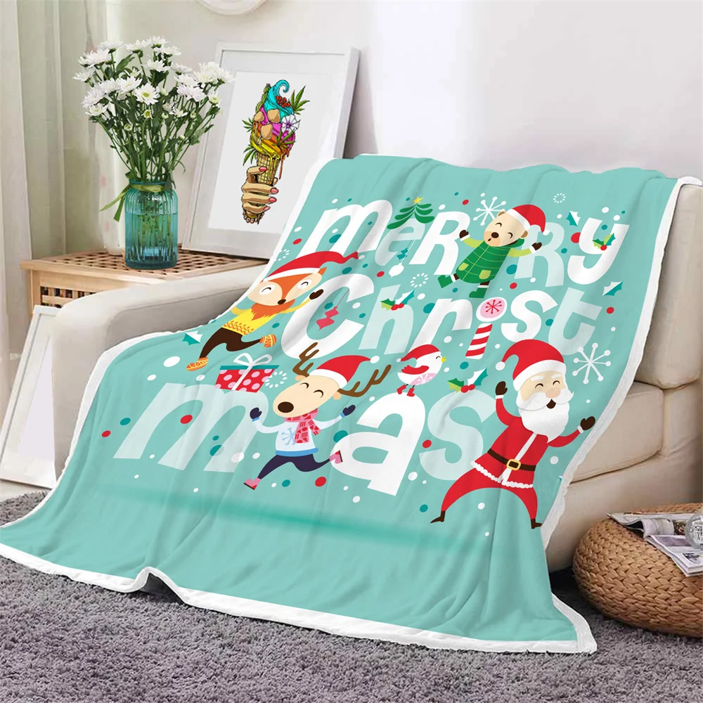 

CLOOCL Newest Santa Claus Blanket Elk 3D Print Christmas Tree Flannel Blanket Bedding Blanket Throw Blanket Sherpa Blanket