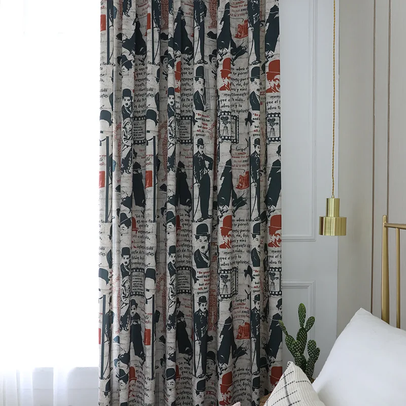 

Modern European Style Curtains for Living Dining Room Bedroom Customized Simple Polyester-cotton Printed Fabric Products Curtain
