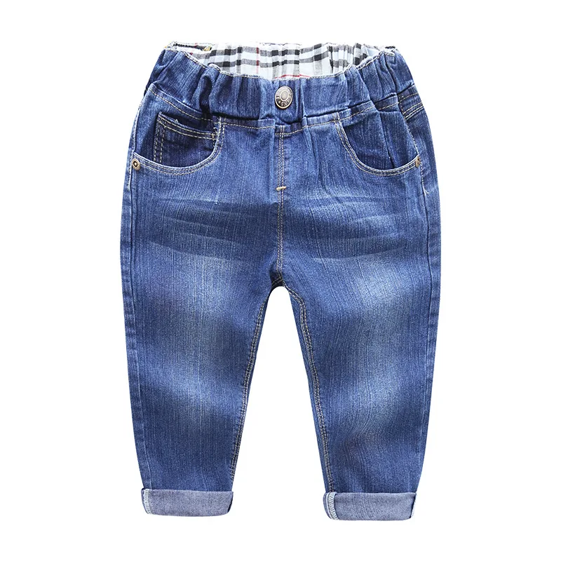 light blue Длинные джинсы для детей от 2 до 7 лет однотонные синие брюки для мальчиков джинсовые брюки без логотипа весенне-осенняя одежда для мальчиков детская одежда длинные брюки для мальчиков - Цвет: light blue