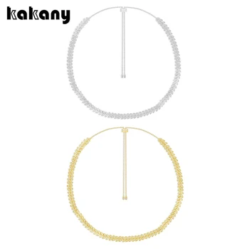 

Kakany 2020 New Fashion Glamour Cubic Zirconia Yellow Yellow Colored Palm Leaf Necklace Micro Zircon Ladies Luxury Jewelry